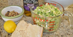 Shaved Brussel Sprout Salad with Toasted Walnuts and Parmigiano-Reggiano
